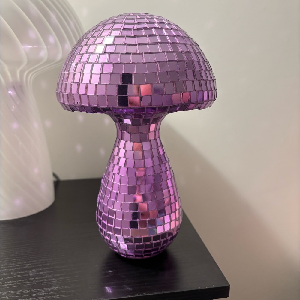 2 Purple Mosaic Mushroom Decor